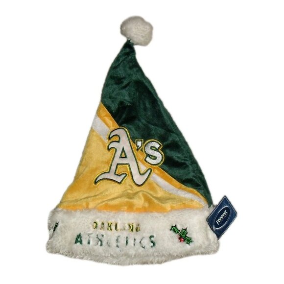 Oakland Athletics A's Adult One Size Fits All Santa Christmas Hat Cap New Mlb - Picture 1 of 2